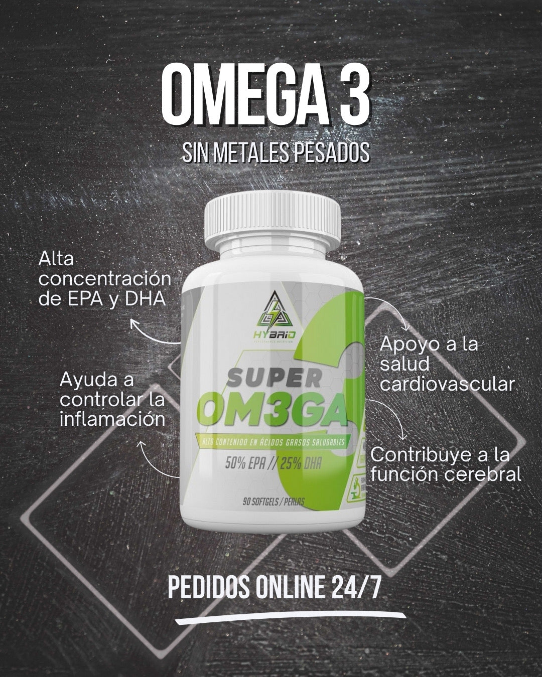 Súper omega 3 50/25 90 sofgtel - Hybrid Performance Nutrition