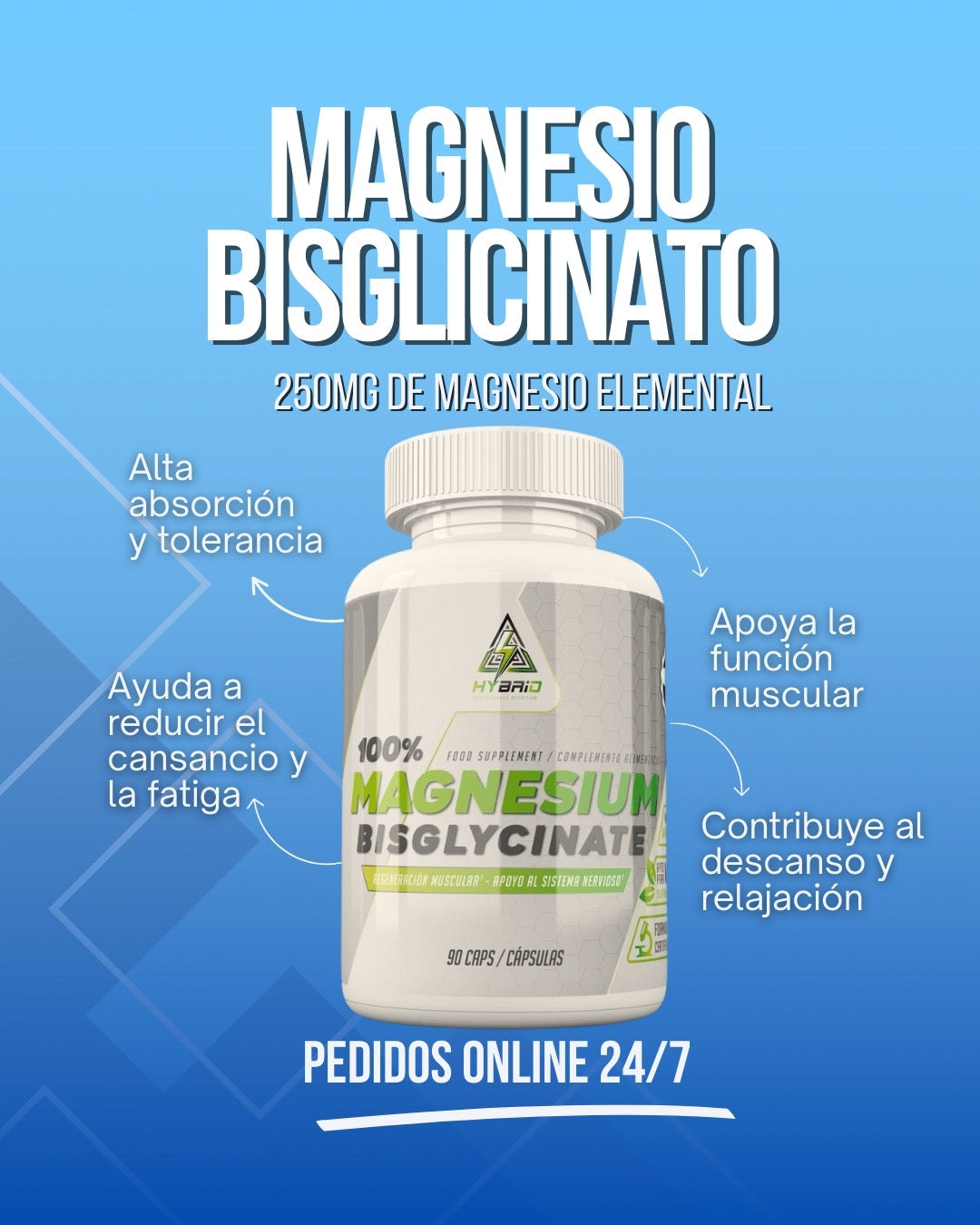 100% Magnesium Bisglycinate 90caps - Hybrid Performance Nutrition